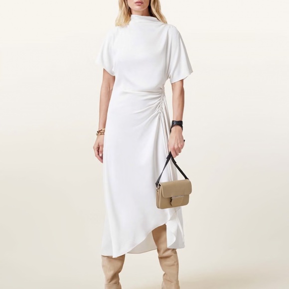 All Saints Dresses & Skirts - NEW AllSaints Rosie Mock Neck Side Drape Asymmetric Maxi Dress -size 8